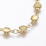 Stainless Steel Bracelet Lobster Heart Flower Gold 8-1/4inches(210mm)x5mm Z106