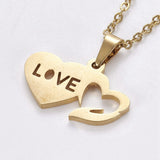 Stainless Steel Set Earring Pendant Necklace Double Heart Valentine Day P786