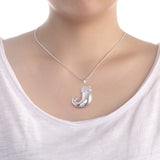 Sterling Silver Plated Necklace  Women's Pendant Teeth Lobster Clasp B367