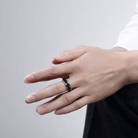 Stainless Steel Band Wedding Ring Black Men's Unisex Chain B423