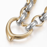 Stainless Link Steel Bracelet Stainless Steel Pendant Heart Gold Silver 8.6 A65