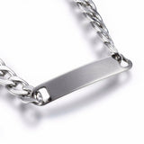 Stainless Steel ID Bracelet Lobster Clasp Rectangle Silver Color 8.2 1.5mm A112