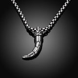 Stainless Steel Necklace Pendant Teeth Biker Gothic 23" 3MM Lobster Clasp B240