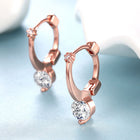 Rose Gold Plated Earrings Hoop Huggies AAA Zirconia  Latch Back Clasp L463