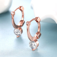 Rose Gold Plated Earrings Hoop Huggies AAA Zirconia  Latch Back Clasp L463