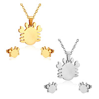 Stainless Steel Women's Unisex Set 18 Inch Necklace Earrings Crab Y33