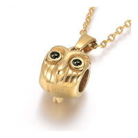 Stainless Steel Zirconia Pendant Necklace Chain Lobster Owl Gold 17.5" 1.5m A228