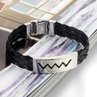 Unisex Men's Women's Stainless Steel Black Silk Weaving Bracelet 8" G8