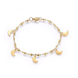 304 Stainless Steel Charm Bracelet Lobster Moon Gold 8.2" 3mm  A96