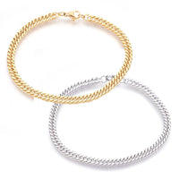 Stainless Steel Curb Chain Bracelet Lobster Clasp Gold Silver 8.3" 4~5x2mm P243