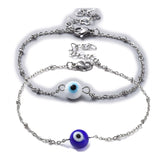 Handmade Evil Eye Beaded Bracelet Stainless Steel Lobster White Adjustable Z126