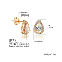 Gold Plated Earring  Drop Tear AAA Cubic Zirconia Women's G247