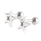 304 Stainless Steel Ear Plugs Ear Studs Star Silver 8.5x8.5x2mm  1mm Z348