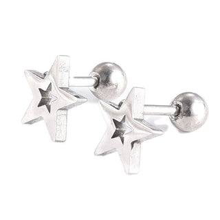304 Stainless Steel Ear Plugs Ear Studs Star Silver 8.5x8.5x2mm  1mm Z348