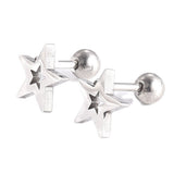 304 Stainless Steel Ear Plugs Ear Studs Star Silver 8.5x8.5x2mm  1mm Z348