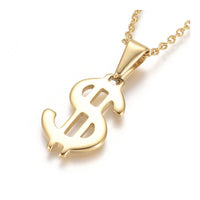 Stainless Steel Pendant Necklace Chain Lobster Dollar Sign Gold 17.5" 1.5mm A234