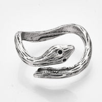 Alloy Cuff Finger Ring Snake Antique Silver Size 7 Adjustable 17mm P459