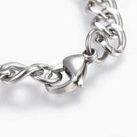 Stainless Steel Chain Bracelet Lobster Silver 8.4" 21.4cm Z205