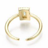 Cuff Rings Open Rings Cubir Zirconia Rectangle Gold Z732