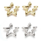 Brass Cuff Earrings Star Gold 20.5x20.5x2.5mm  P616