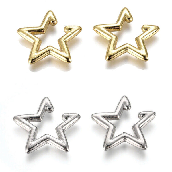 Brass Cuff Earrings Star Gold 20.5x20.5x2.5mm  P616