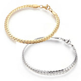 Stainless Steel Curb Chain Bracelet Lobster Clasp Gold Silvr 7.5" 4.5x1.2mm P238