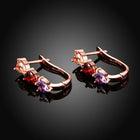 Rose Gold Plated Earrings  AAA Zirconia Latch Back Hearts .2" L275