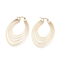 304 Stainless Steel Hoop Earrings Oval Gold 55x37x0.6mm  0.6mm P213