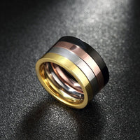 Stainless Steel Band Wedding Ring Black Rose Gold Silver Women B425