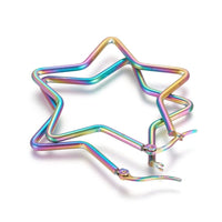 Stainless Steel Hoop Earrings Star 12 Gauge 46.5x45.5 2mm Pin: 1x0.6mm A199