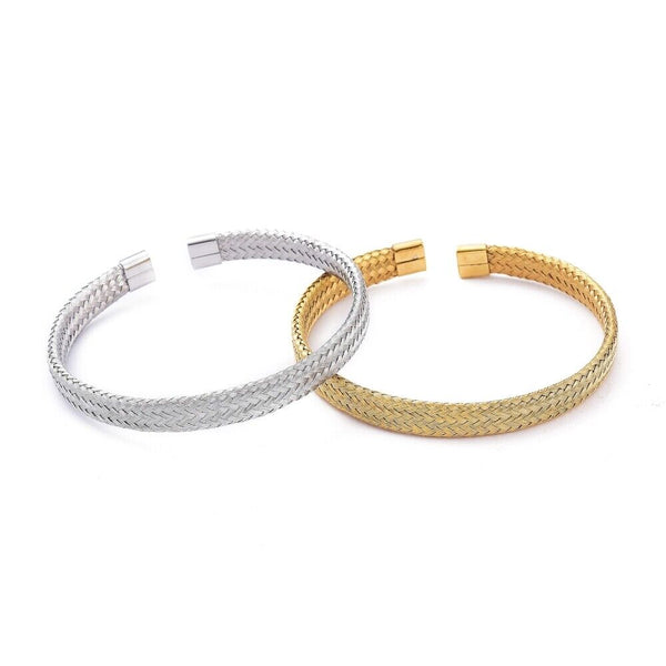 Unisex Stainless Steel Mesh Bangles Cuff Bangles Adjustable Silver Gold Z193