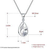 Sterling Silver Necklace Pendant Drop AAA Zirconia 18" 1MM Lobster Clasp B425