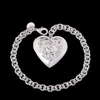 Women Sterling Silver Plated  Flower Rose Bracelet 8 Inches 6MM Lobster Clasp L65