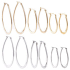 Stainless Steel Hoop Earrings Yellow Gold Silver 1.2" to 2.4" Pin 0.7x1mm  P563