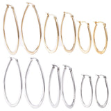 Stainless Steel Hoop Earrings Yellow Gold Silver 1.2" to 2.4" Pin 0.7x1mm  P563