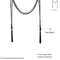 Soral Multuple BlackChains Snake Chian Straps Necklace L78