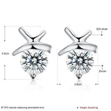 Sterling Silver Plated  Earrings Stud AAA Zirconia  Push Back Clasp L723