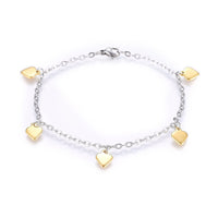 Stainless Steel Charm Bracelet Lobster Heart Gold Silver Color 7.8" 2.5mm A68