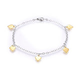 Stainless Steel Charm Bracelet Lobster Heart Gold Silver Color 7.8" 2.5mm A68