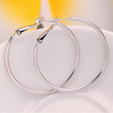 White Gold Latch Back Hoop Bali Earrings L133