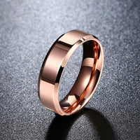 Stainless Steel Band Wedding Ring Rose Gold AAA Zirconia Men's Unisex B446