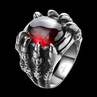 Stainless Steel Gothic Biker Tribal Ring Black Red Men's Unisex Claws B190