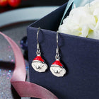 Silver Plated Enamel Dangle Earrings Christmas Santa Claus Silver 26x10mm P128