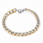 Stainless Steel Set Bracelet Necklace Curb Chain Lobster Gold Silver 23.5" Z752