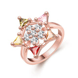 Rose Gold Plated Fashion Ring Green Pink Red AAA Zirconia Women B261