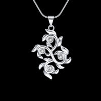 Sterling Silver Plated Necklace Pendant Flower Zirconia 18" 1MM Lobster B369