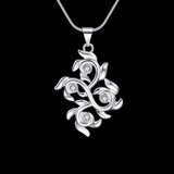 Sterling Silver Plated Necklace Pendant Flower Zirconia 18" 1MM Lobster B369