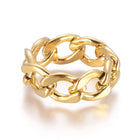 304 Stainless Steel Rings Curb Chain Ring Wide Rings Gold Size 7 17mm 9mm  A44