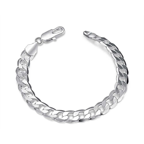 Sterling Silver Plated Bracelet 8 Inches 8.2MM  Lobster L314