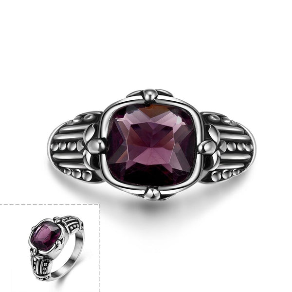 Stainless Steel Antique Gothic Biker Tribal Ring Black Purple Men's Unisex B203